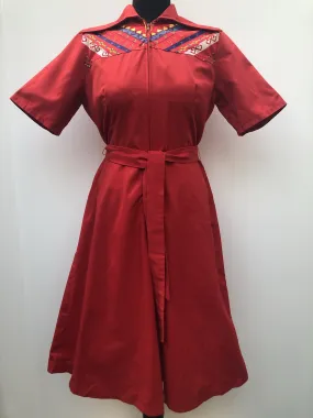 1970s Culottes with Aztec Print and Waist Belt - Size 12