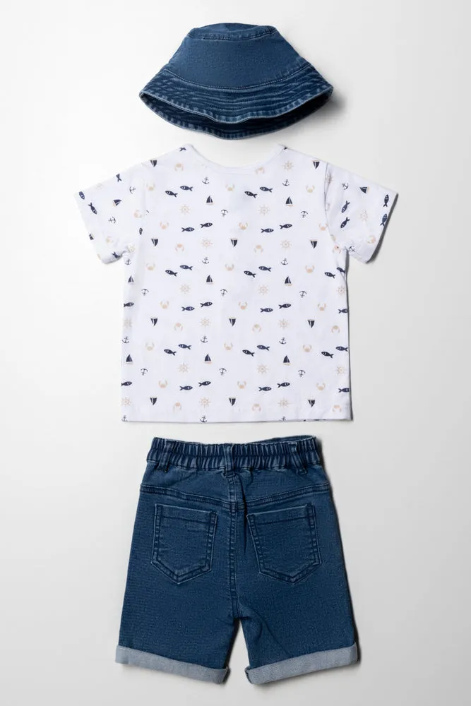 3 Piece Henley Set White