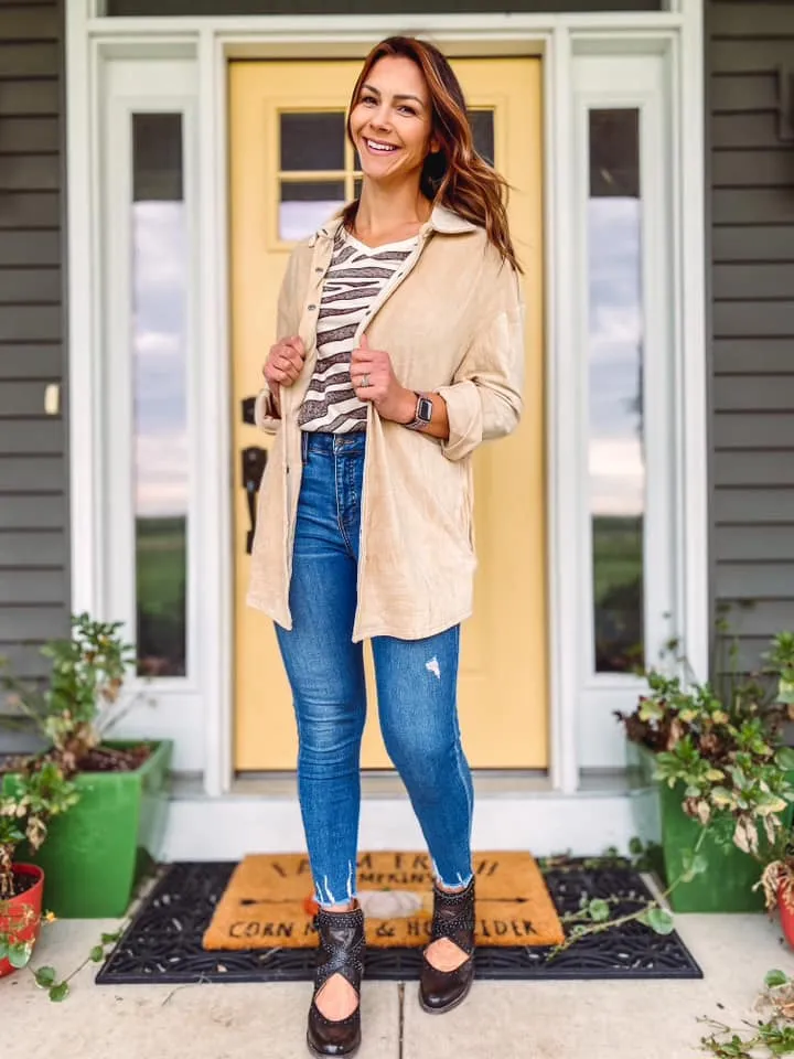 Abigail Corduroy Shacket - CREAM