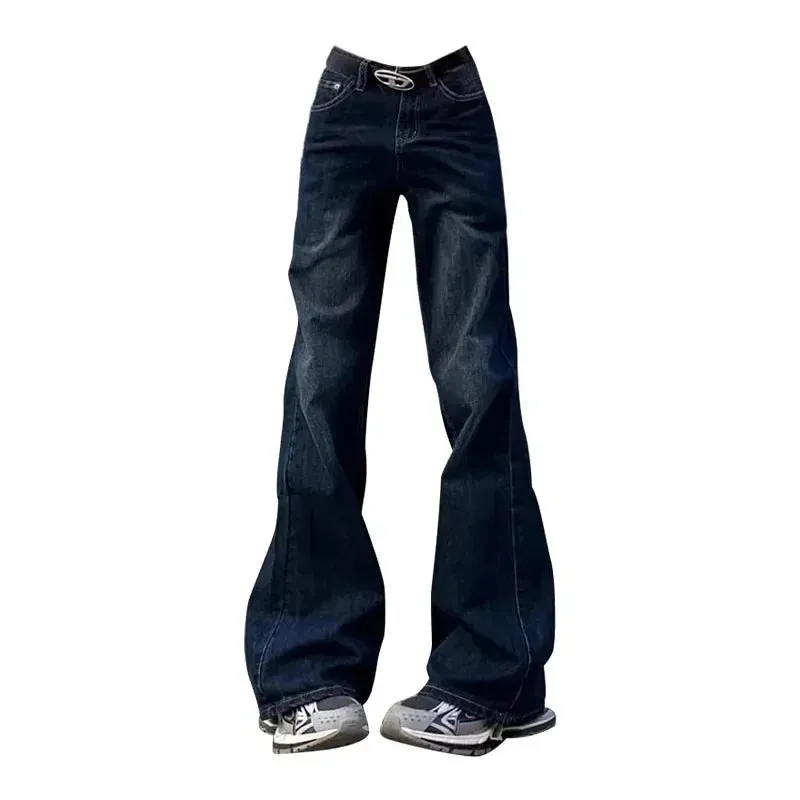 ADVBRIDGE  Y2k Vintage Flared Jeans Women Gyaru Baddies Streetwear Denim Pants Low Rise Korean Fashion Trousers 2000s Aesthetic