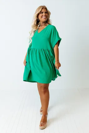 Be Yourself Babydoll Dress In Green Curves
