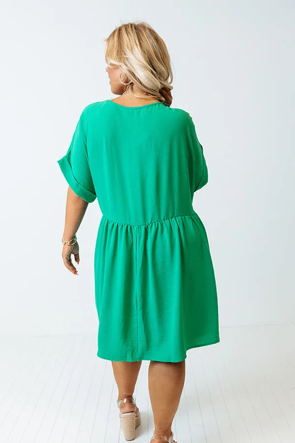 Be Yourself Babydoll Dress In Green Curves
