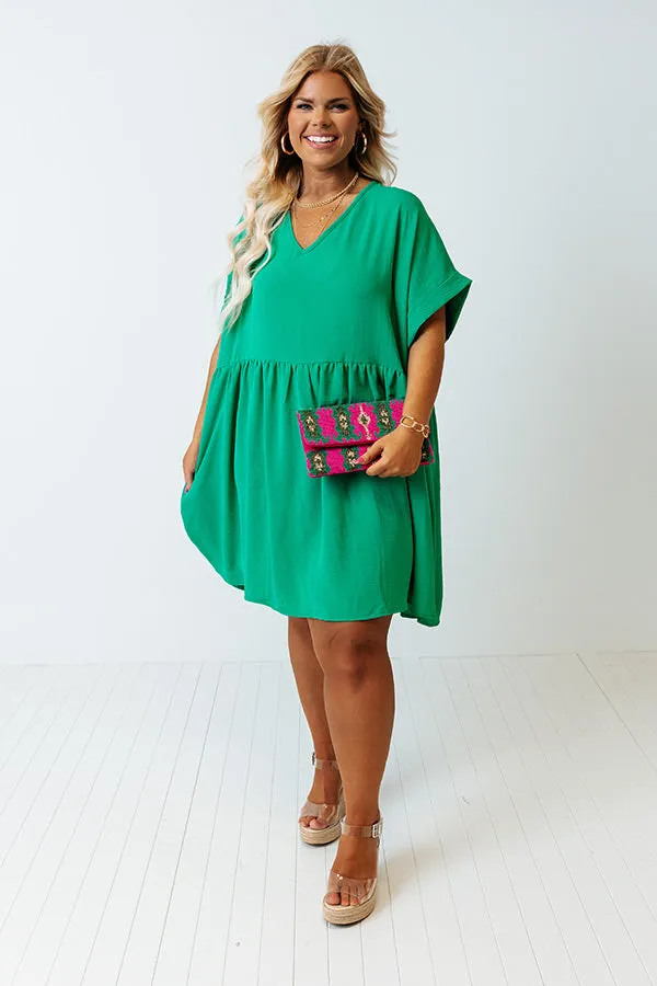 Be Yourself Babydoll Dress In Green Curves