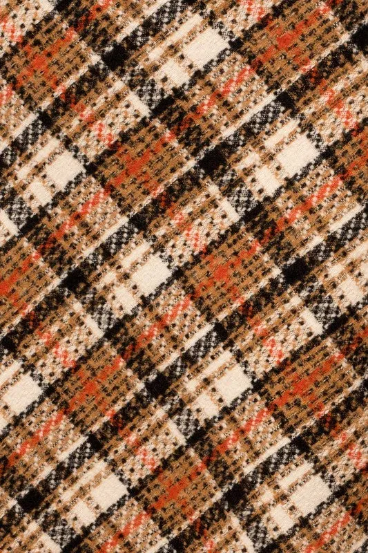 Bianca Bias Plaid Frayed Hem Mini Skirt