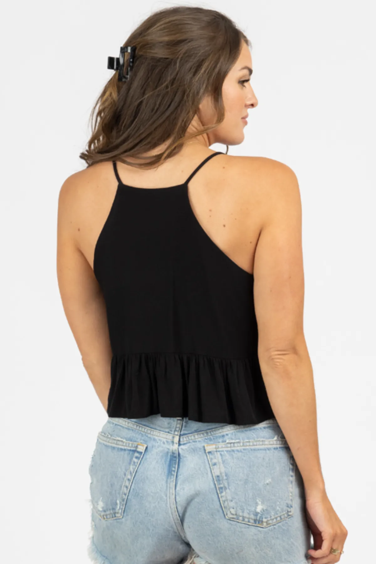 BLACK CAMI BABYDOLL TOP