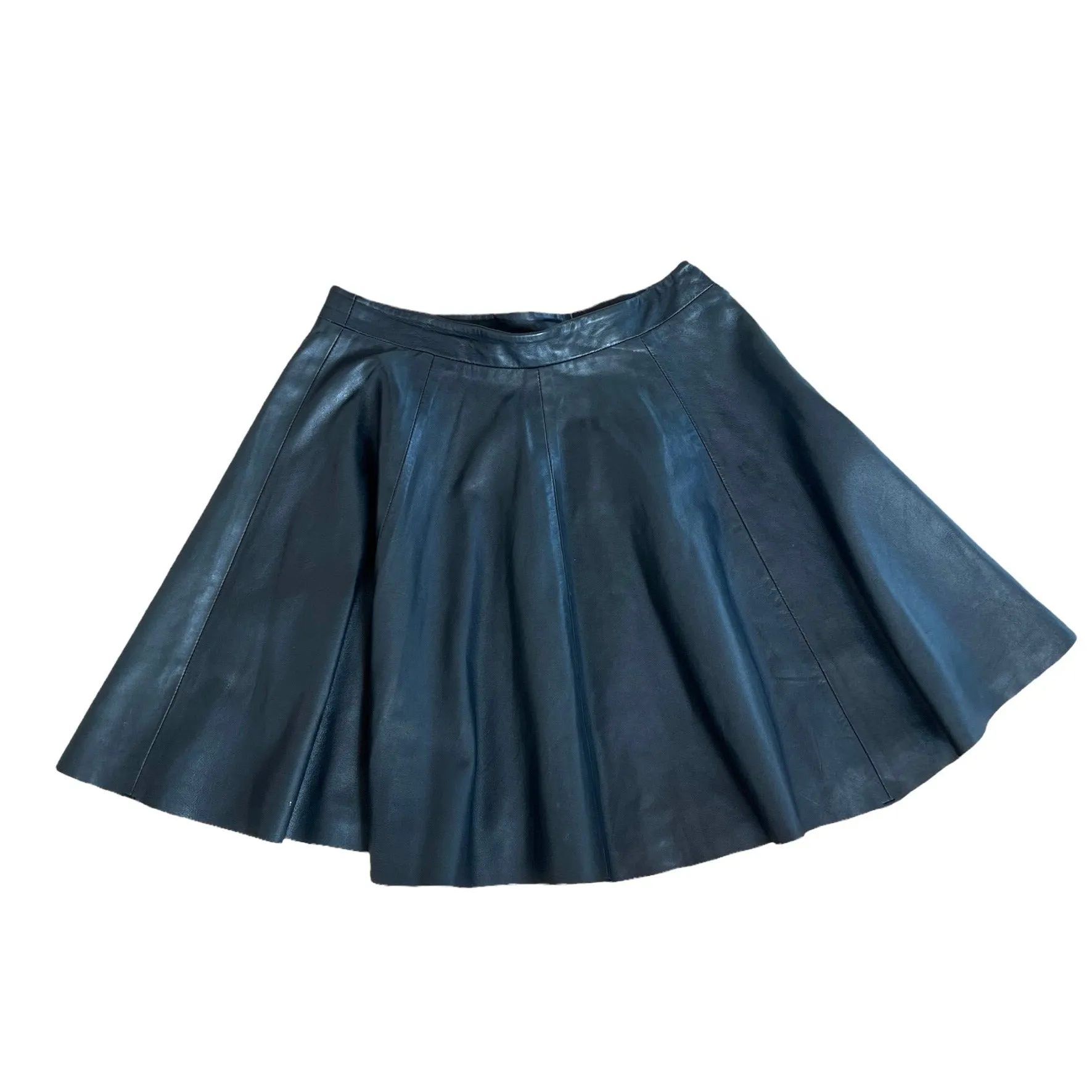 Black Leather Mini Skirt - S