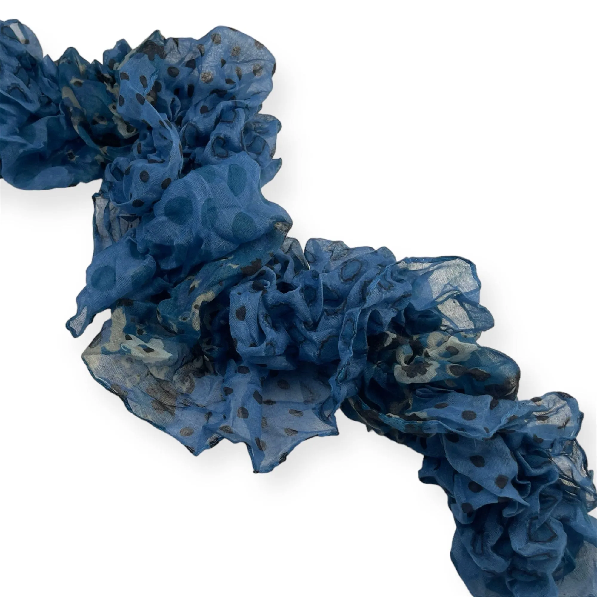 Blue Polka Dot - Ruffle Scarf