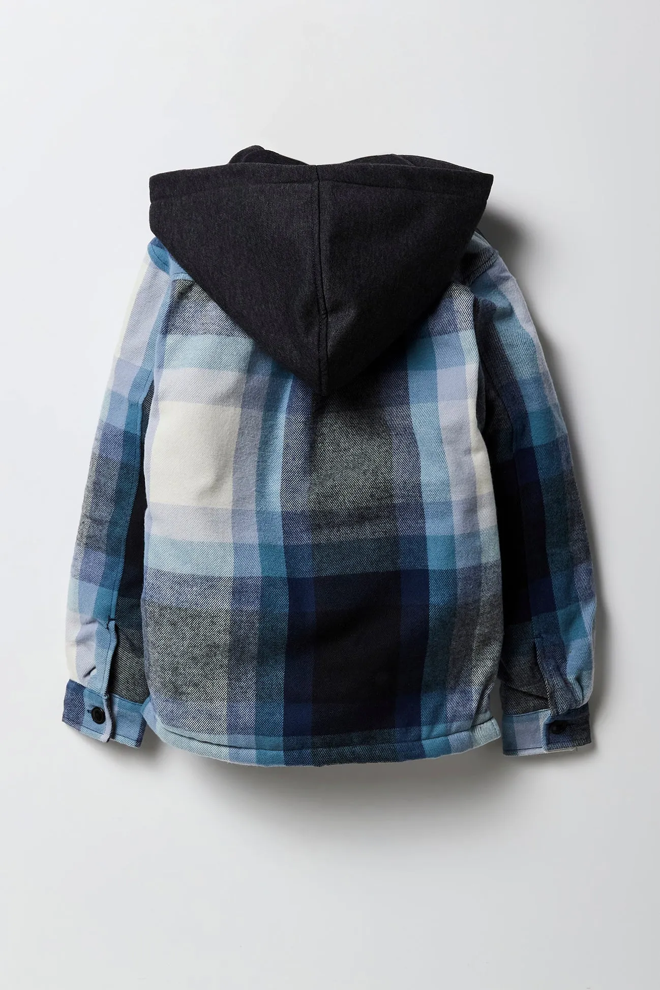 Boys Plaid Hooded Shacket