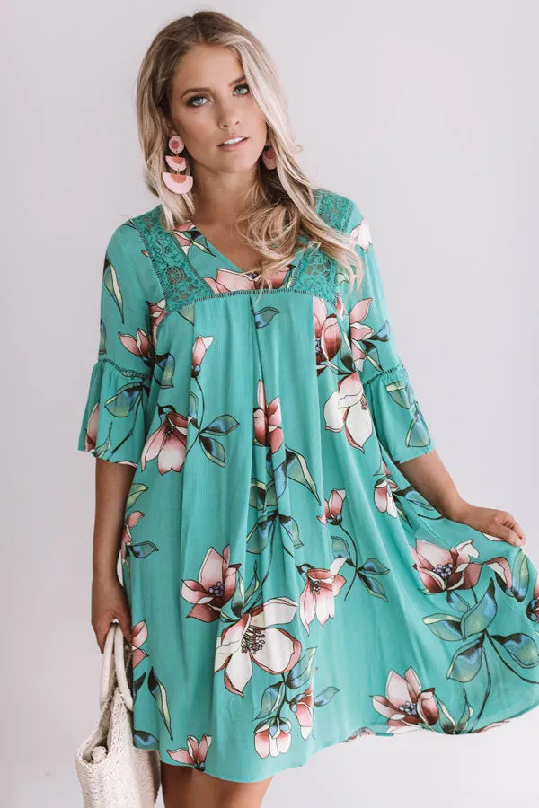 Brunching In Bali Shift Dress In Jade
