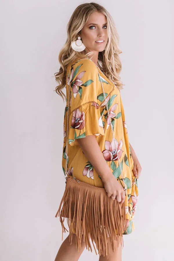 Brunching In Bali Shift Dress In Mustard