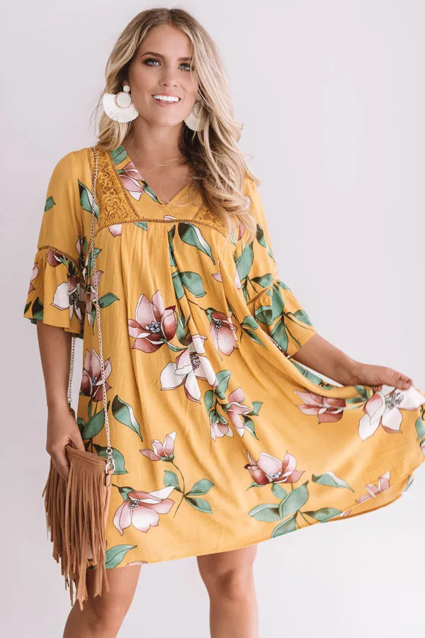 Brunching In Bali Shift Dress In Mustard