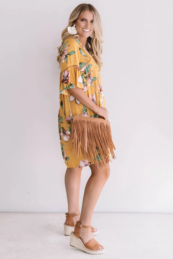 Brunching In Bali Shift Dress In Mustard