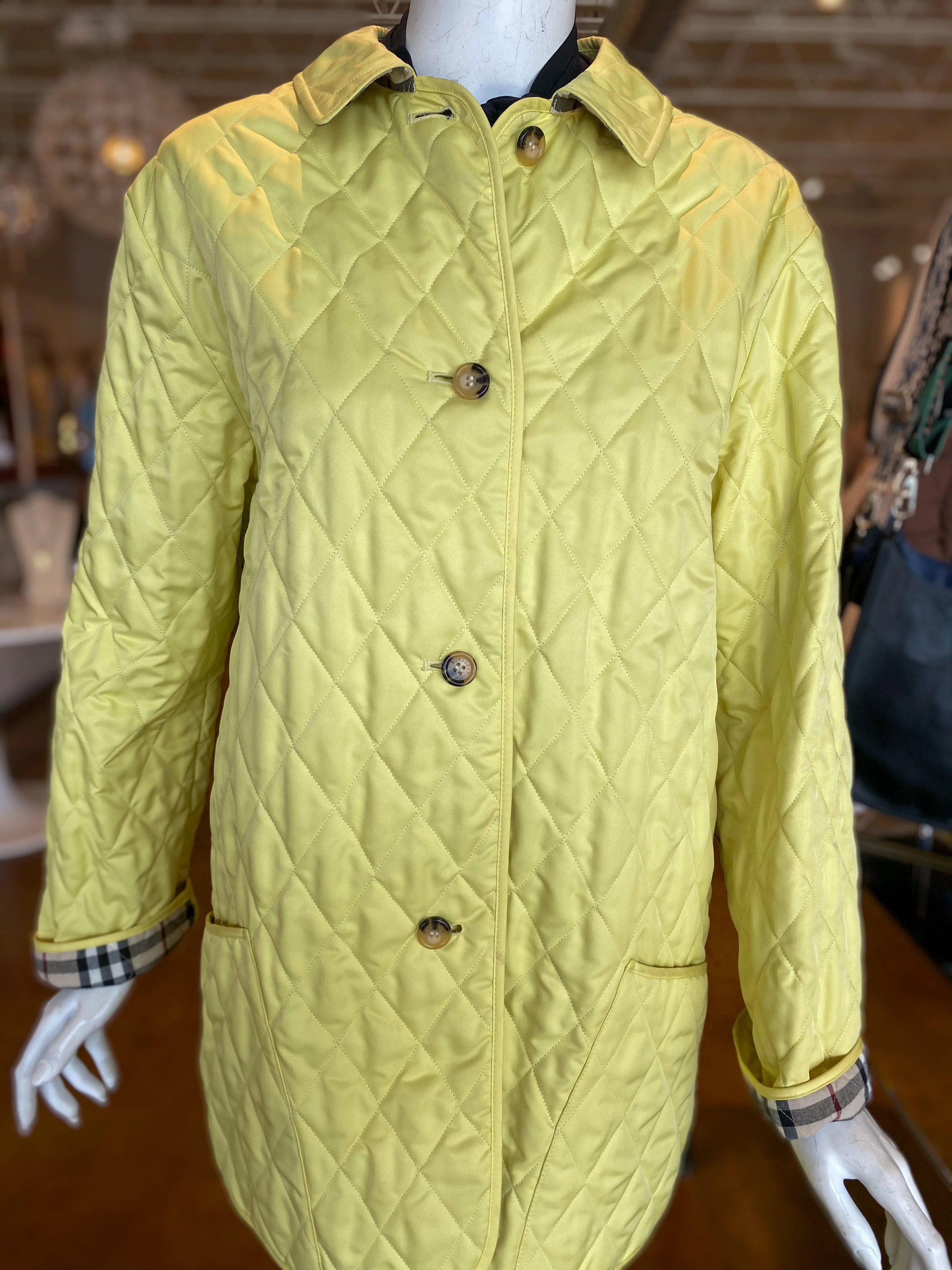 Burberry Yellow Quilted Utility Jacket