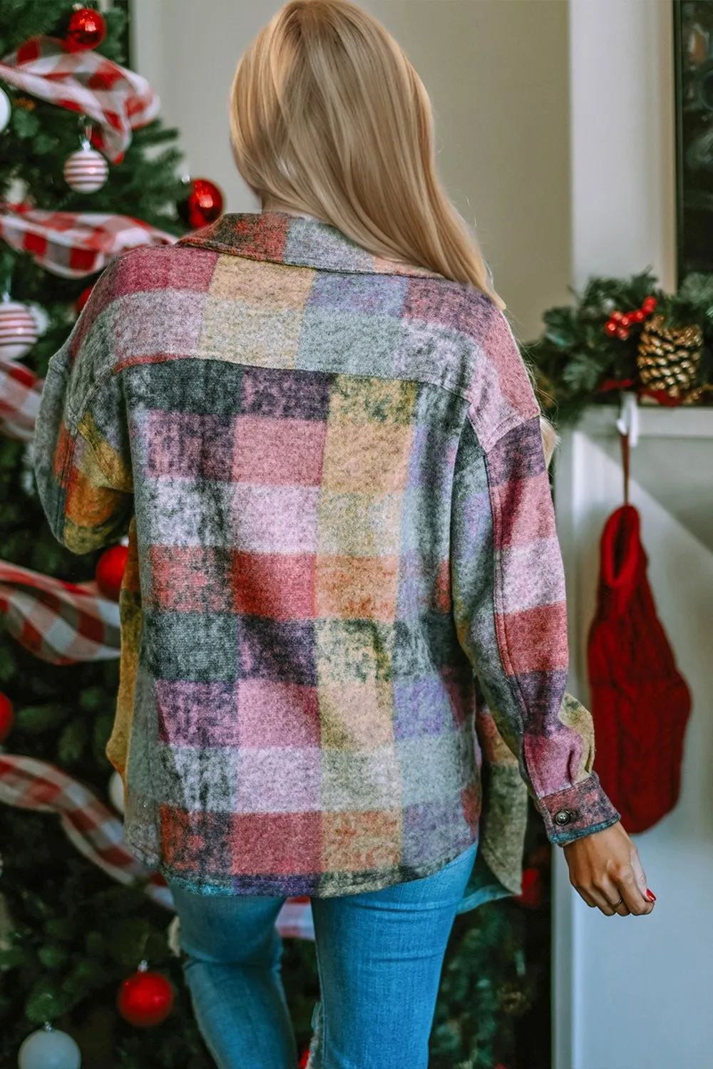 Button Up Multicolor Plaid Shacket