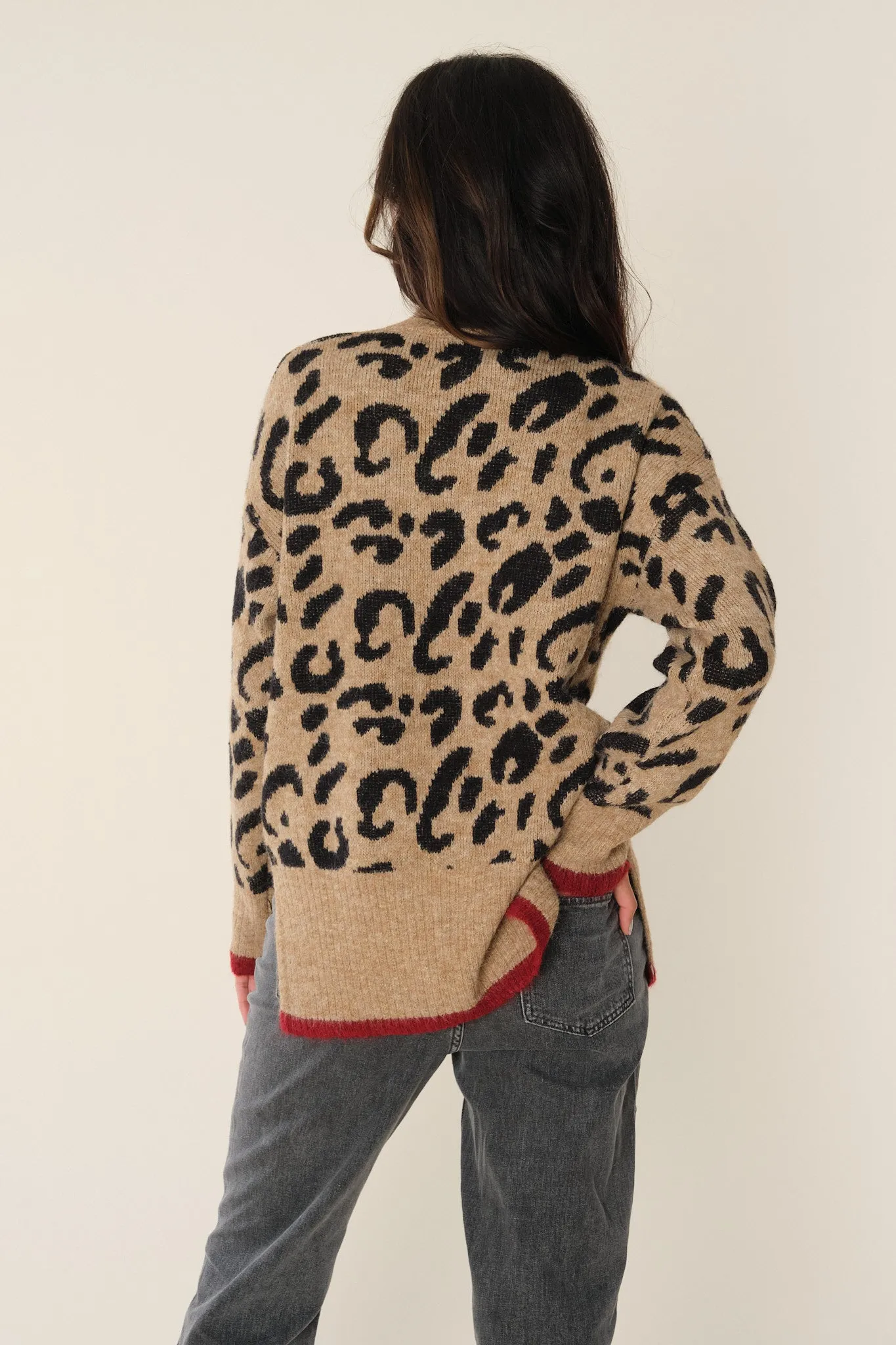 Camel Leopard Poly Sweater