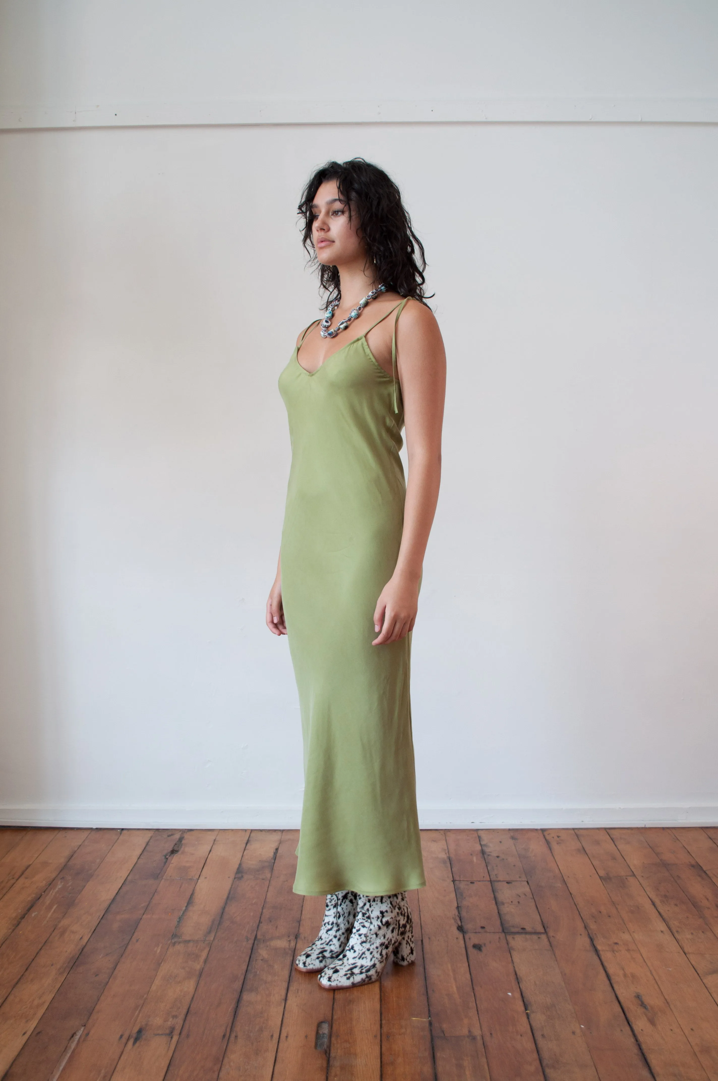 Cascade Slip Dress - Grass