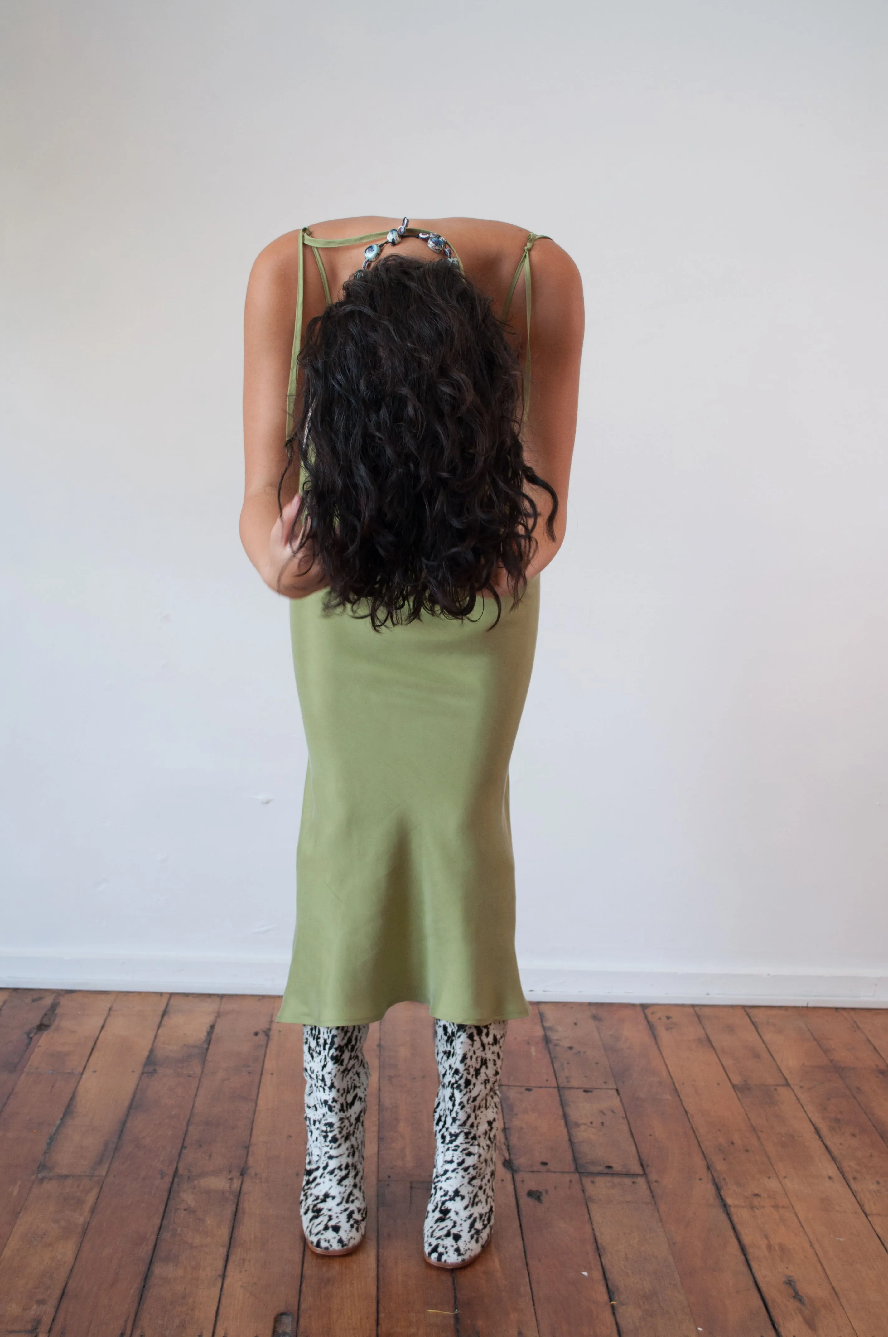 Cascade Slip Dress - Grass