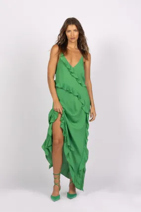 DAYDREAM RUFFLE SLIP DRESS - GREEN *FINAL SALE