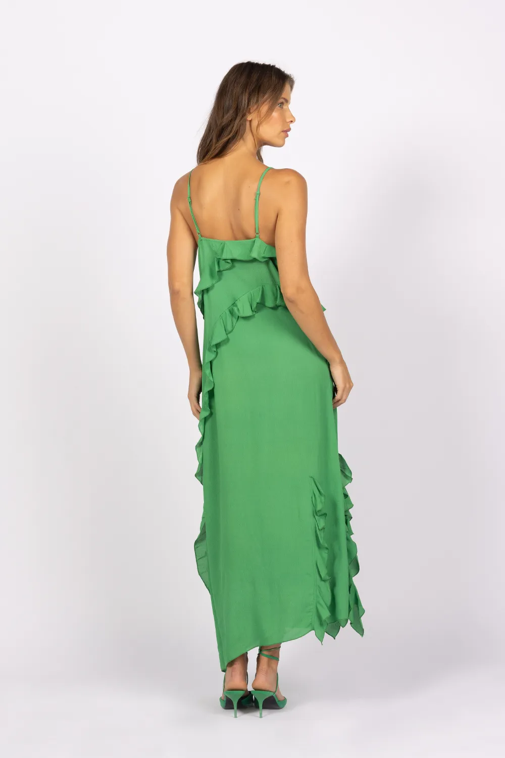 DAYDREAM RUFFLE SLIP DRESS - GREEN *FINAL SALE