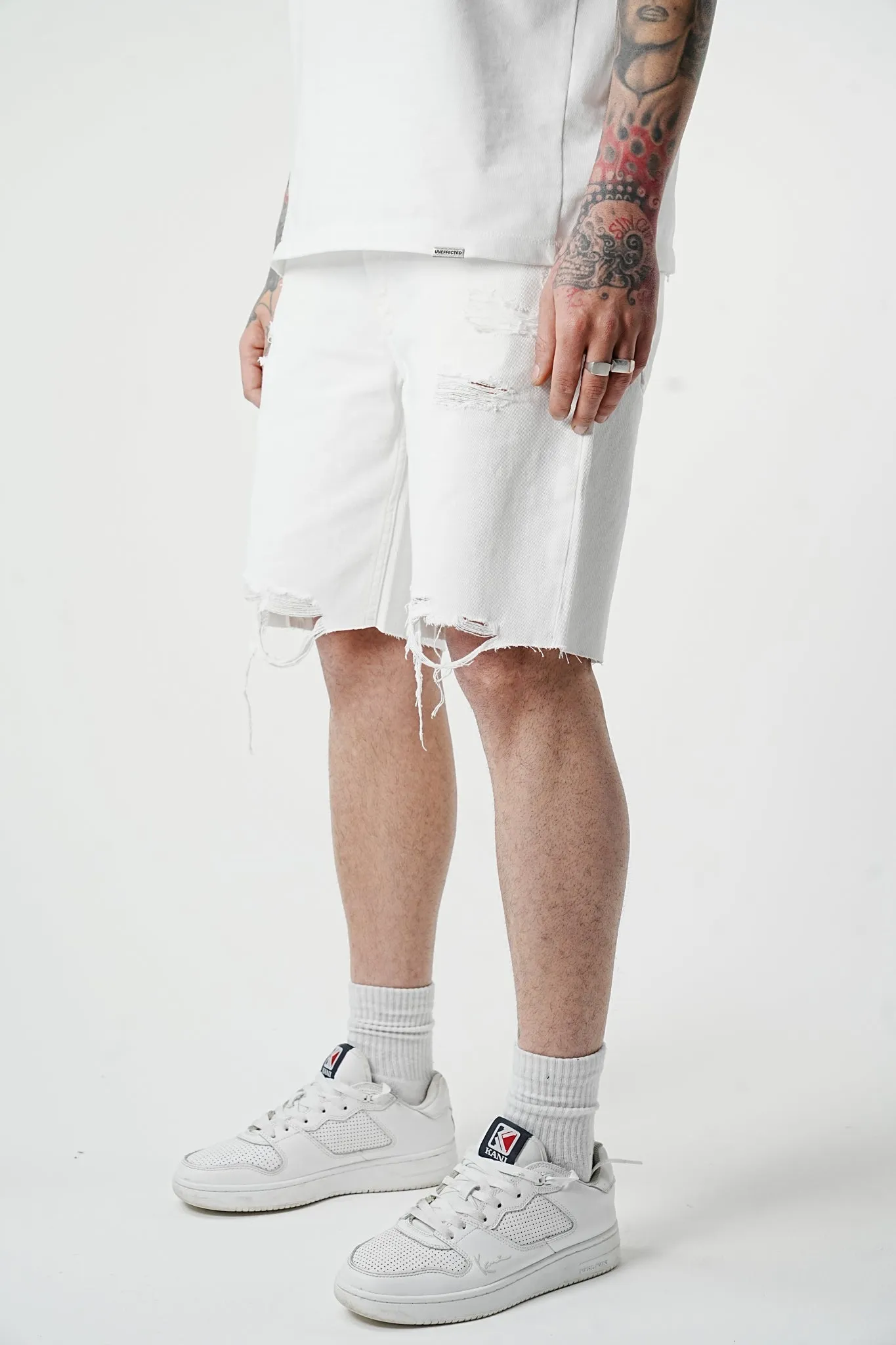 Distressed Wide Fit Premium Denim Shorts