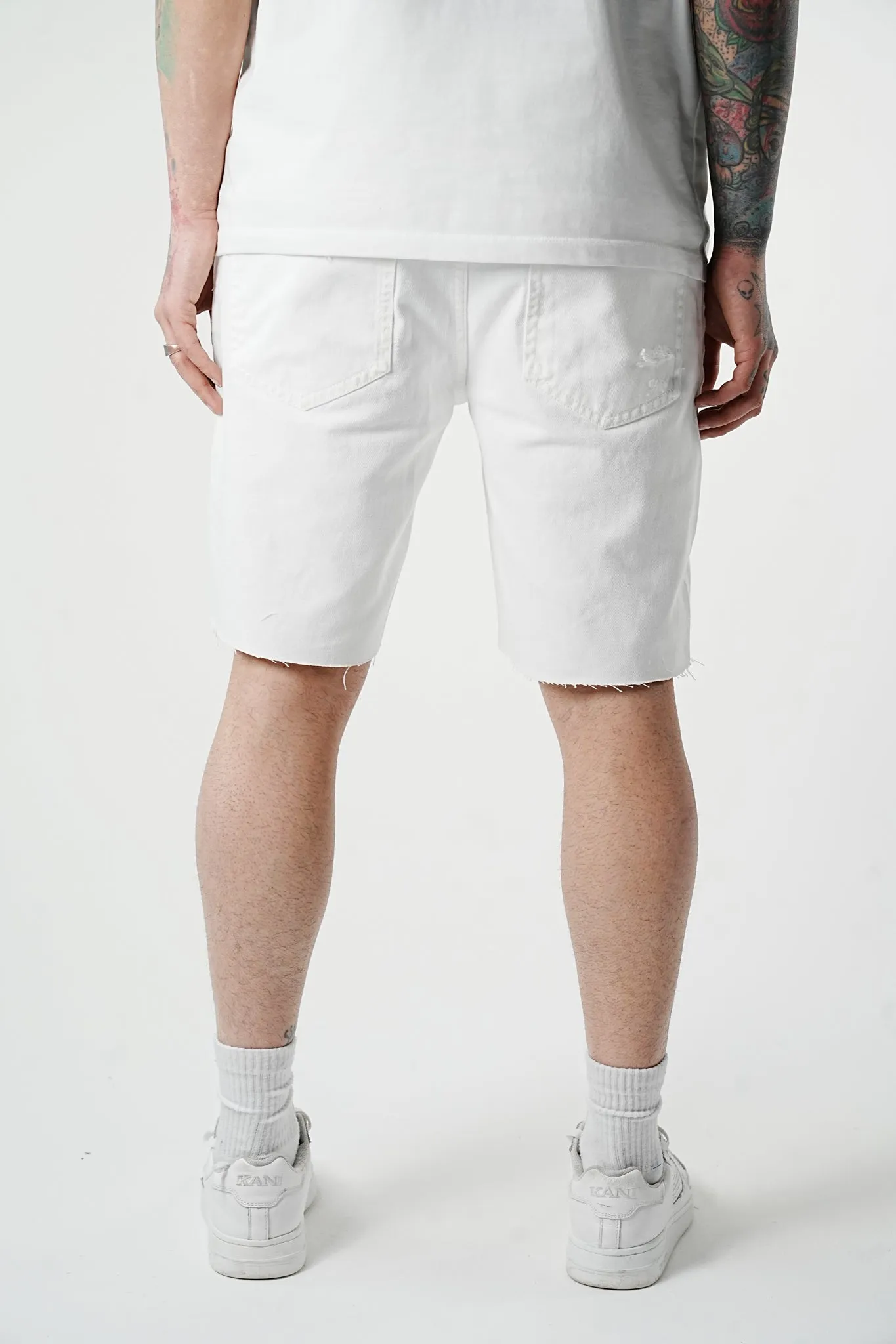 Distressed Wide Fit Premium Denim Shorts
