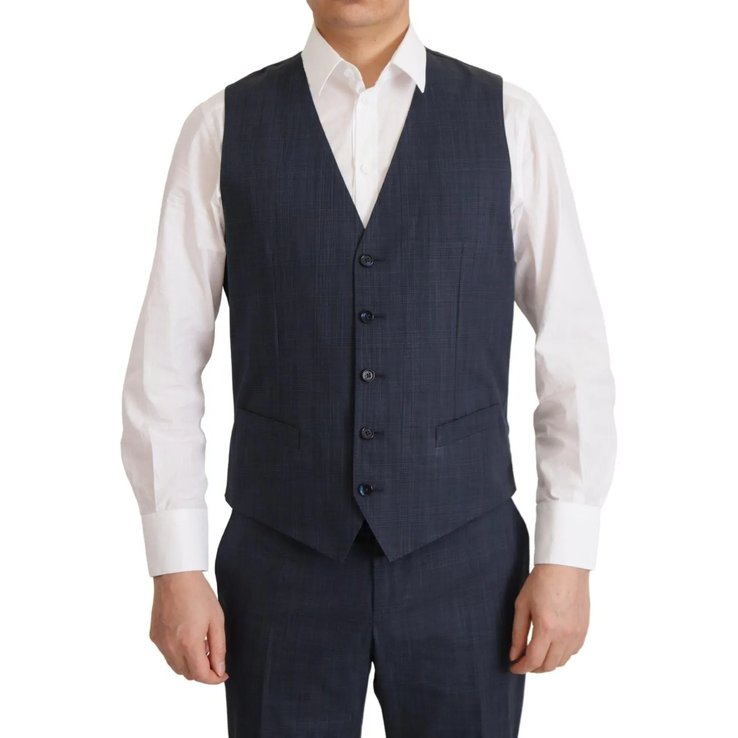 Dolce & Gabbana Elegant Dark Blue Cotton Three Piece Martini Suit