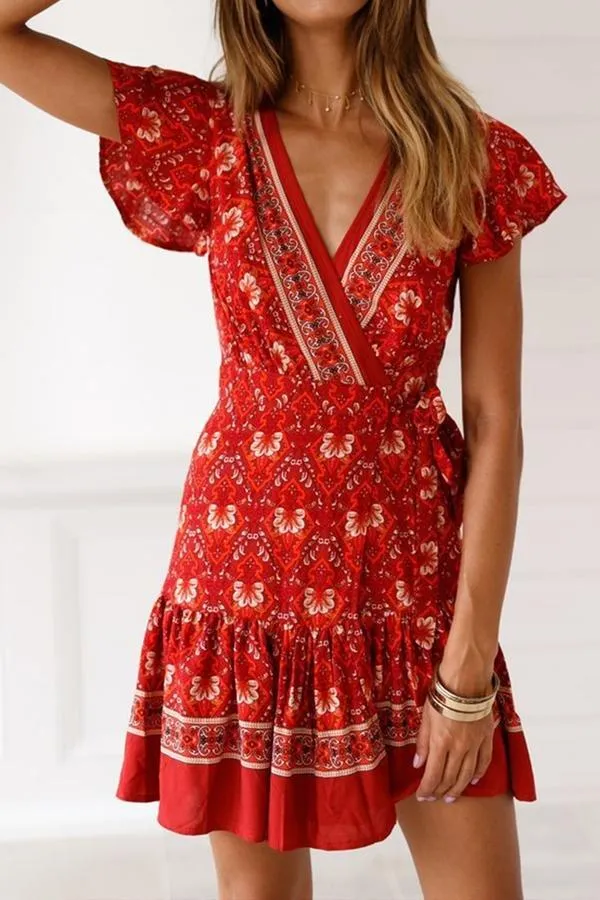 elveswallet Ruffle Floral Sleeveless Mini Dress