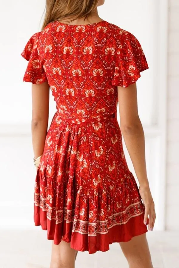 elveswallet Ruffle Floral Sleeveless Mini Dress