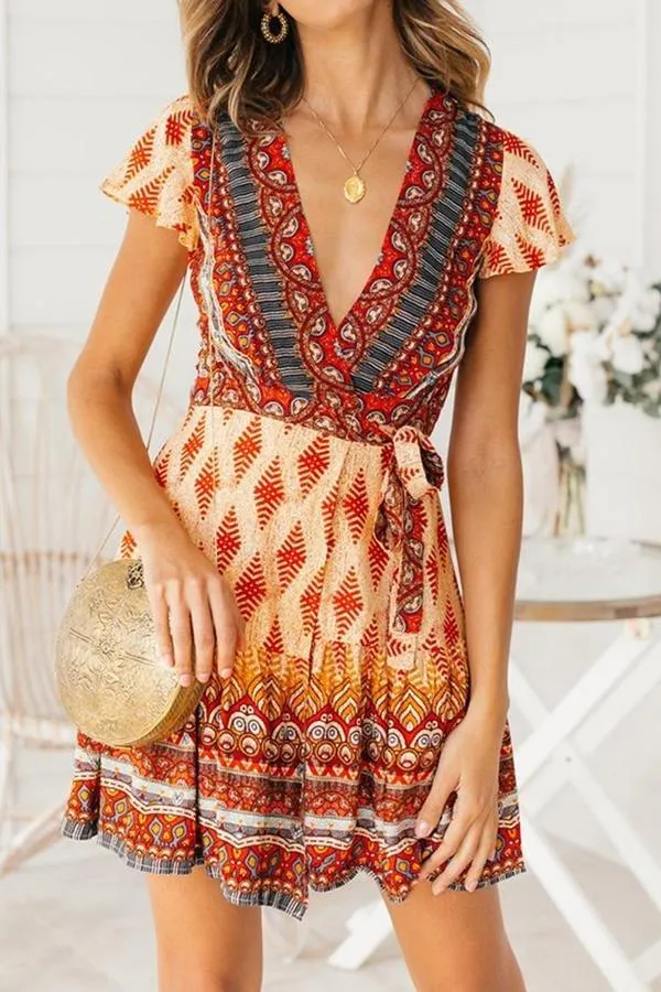 elveswallet Ruffle Floral Sleeveless Mini Dress