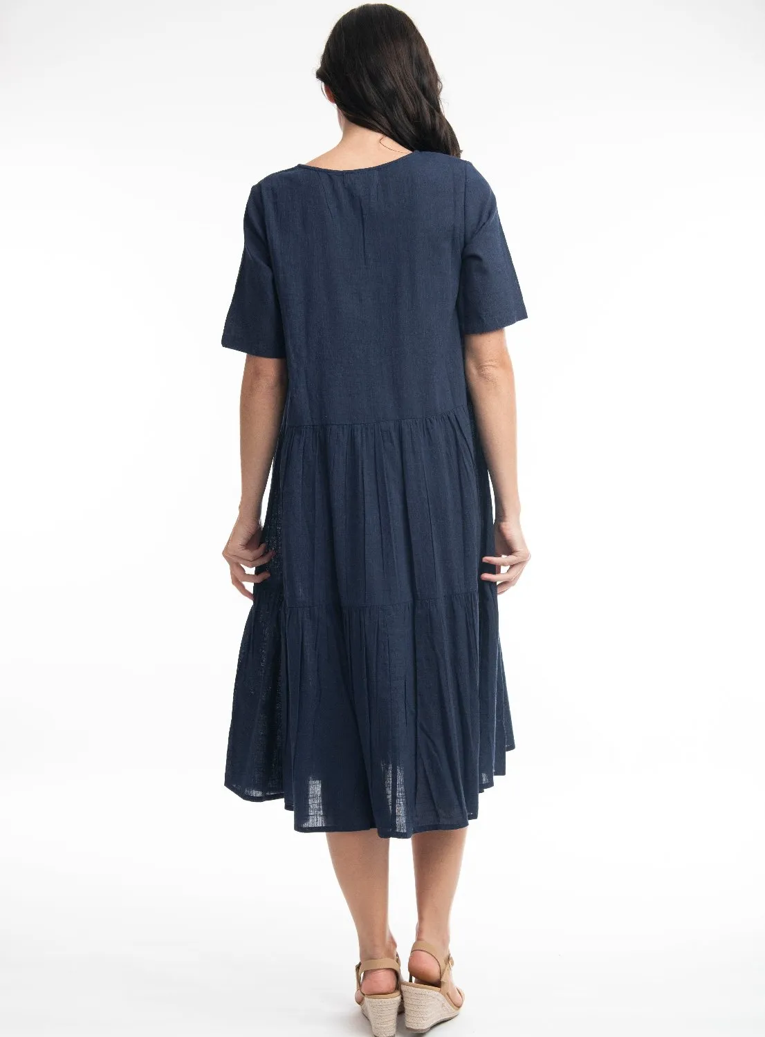 Essentials Layered Midi Dress in Navy