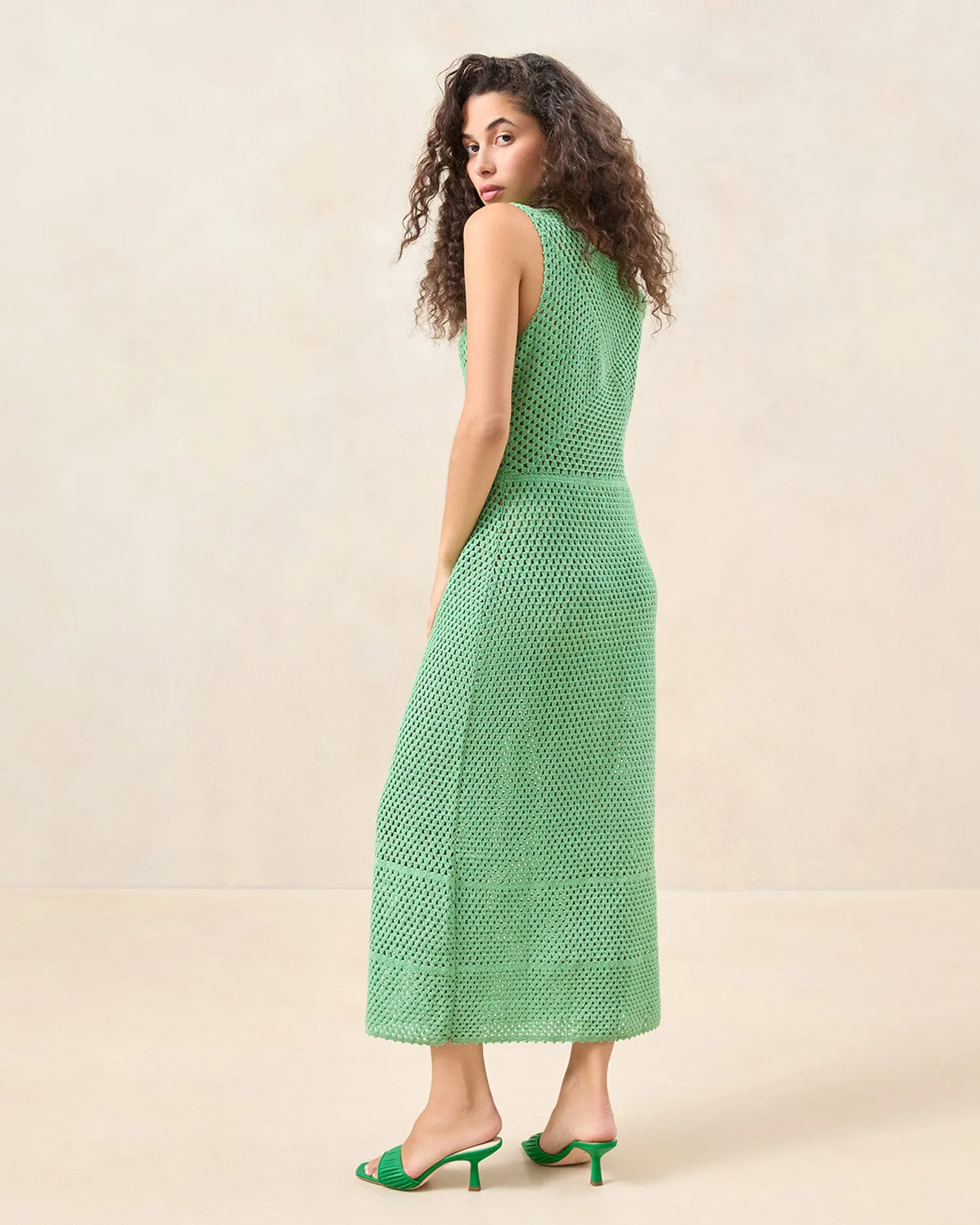 Faye Green Crochet Column Dress