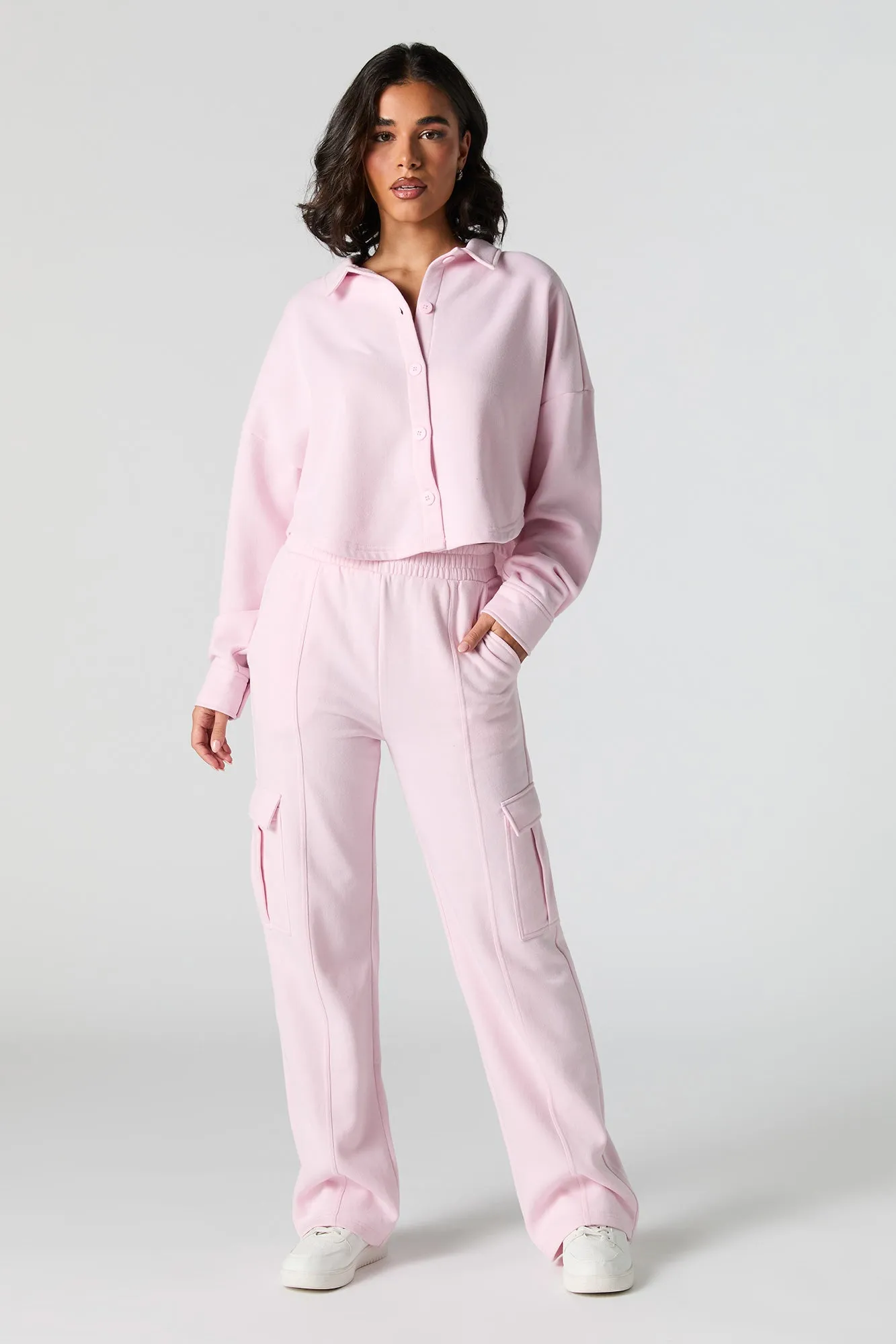 Fleece Button-Up Cropped Shacket