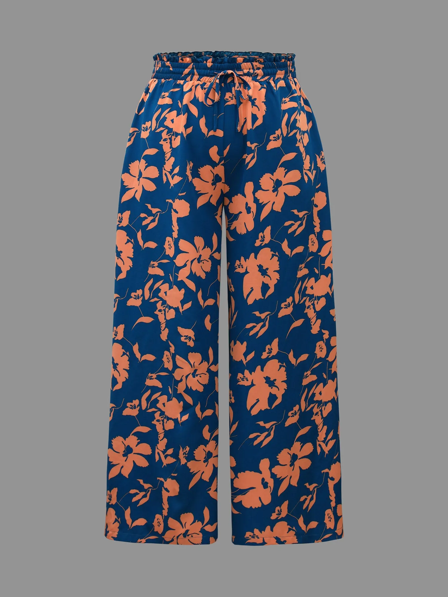 Floral Smocked Waist Flared Leg Pants