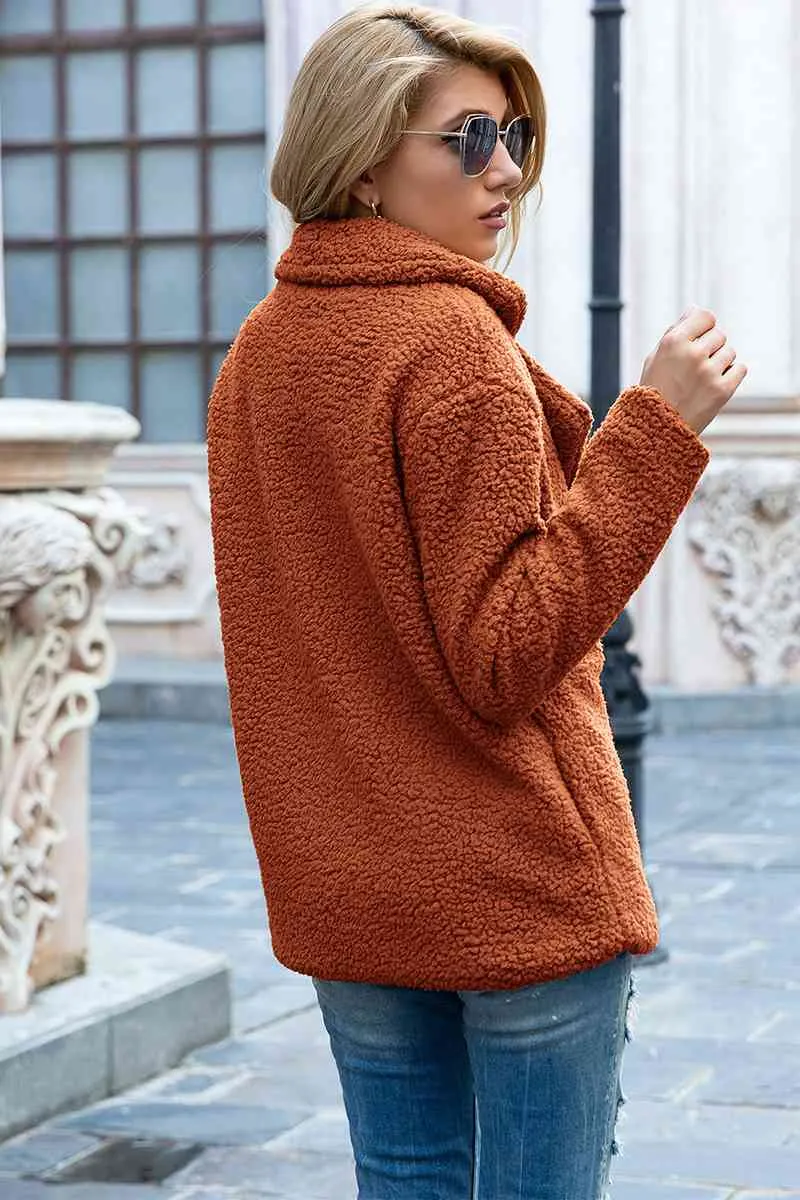 Full Size Lapel Collar Sherpa Coat (BFD) T