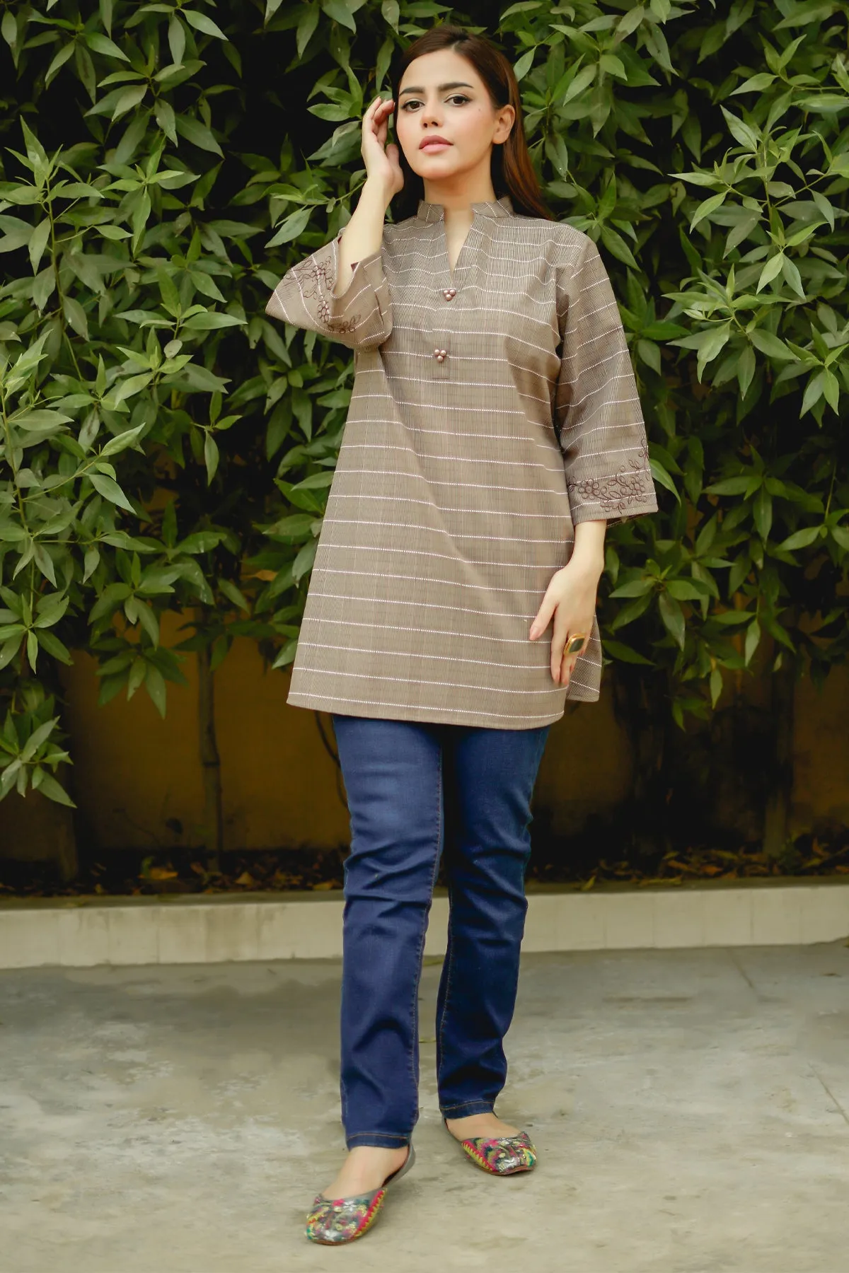 Gracie Embroidered Plaid Top - W22 - WWT0052