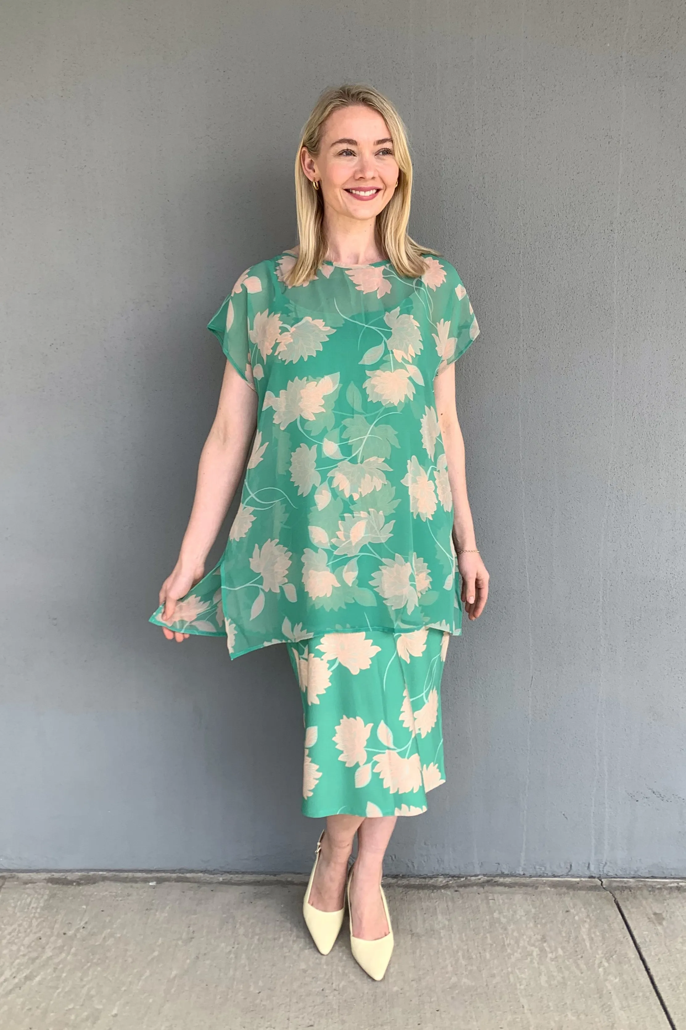 Illium - 400751C Print Chiffon Overlay Dress