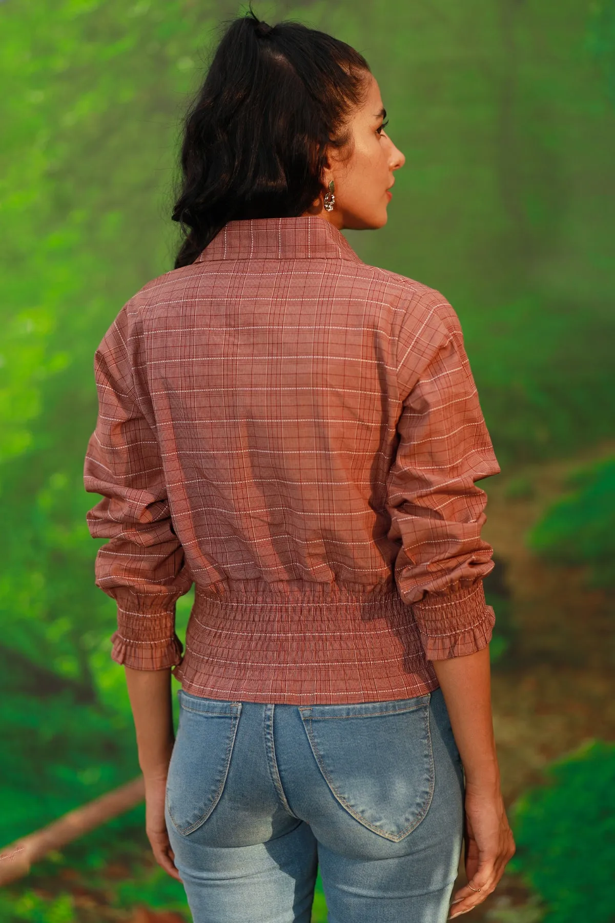 Julia Maroon Plaid Crop Top - W22 - WWT0069