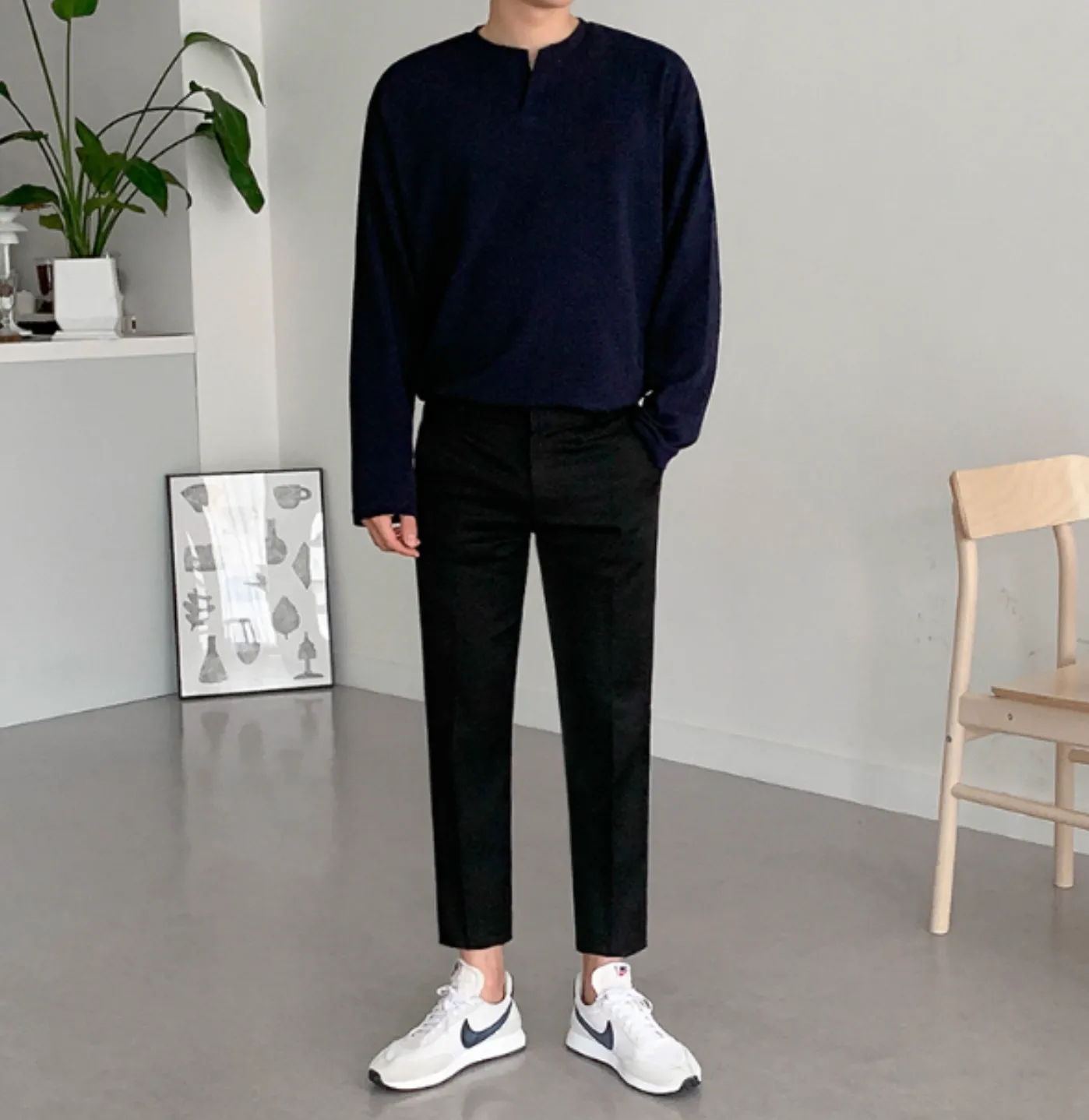 [Korean Style] 4 Colors Cotton Henley T-Shirt