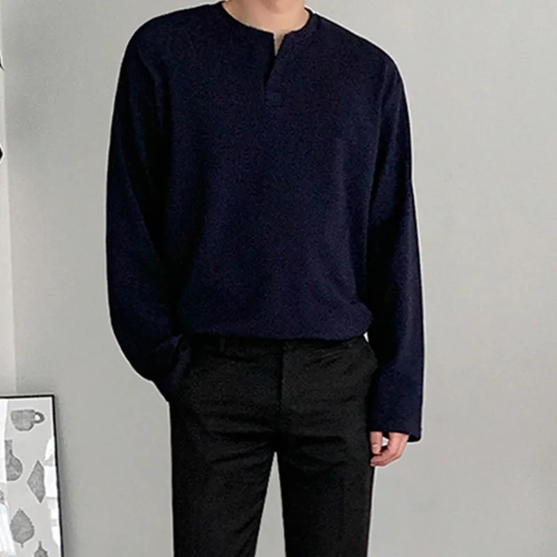[Korean Style] 4 Colors Cotton Henley T-Shirt