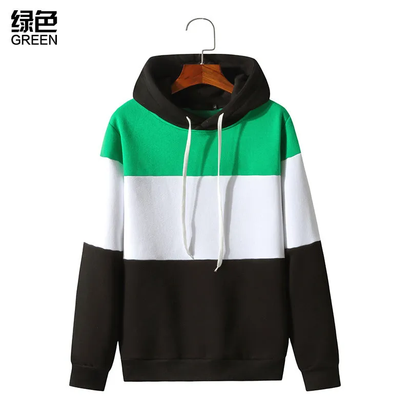 Men Color Block Sports Hooded Sweater Coat
