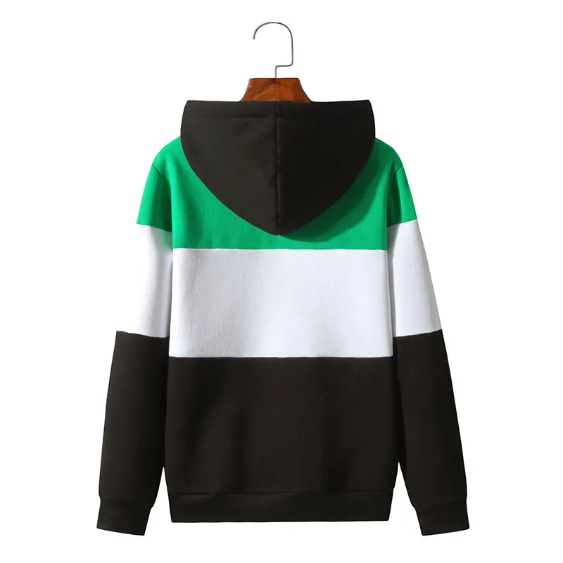 Men Color Block Sports Hooded Sweater Coat