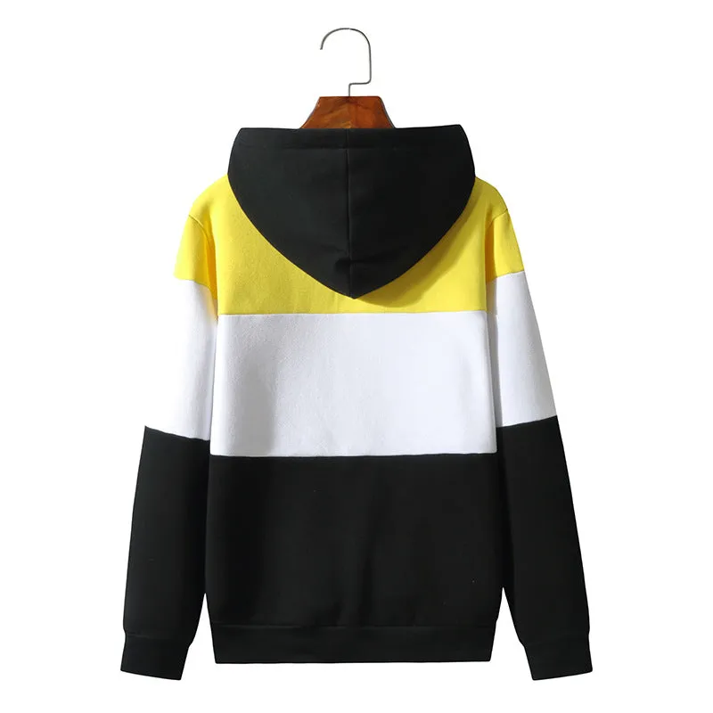Men Color Block Sports Hooded Sweater Coat