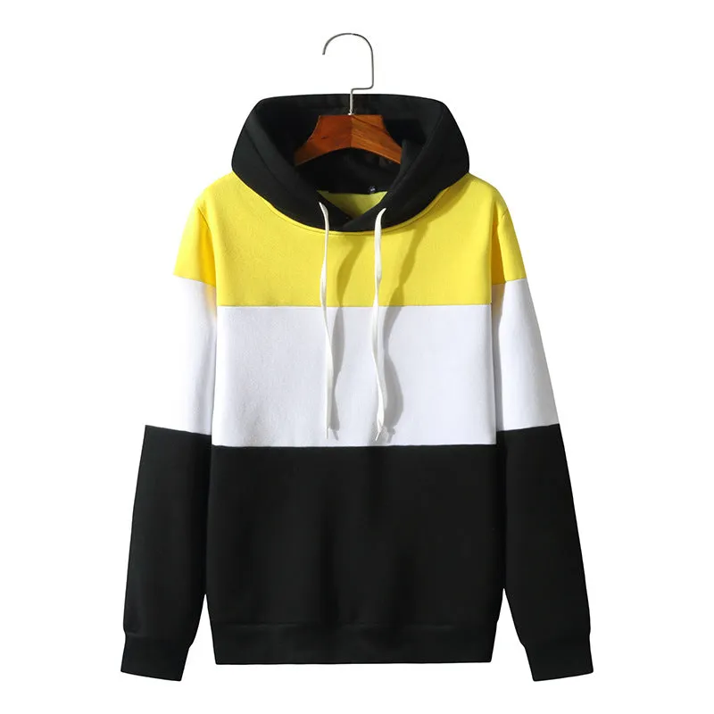 Men Color Block Sports Hooded Sweater Coat