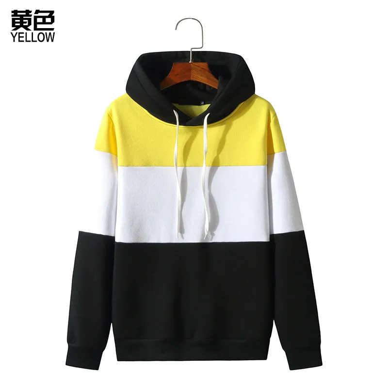 Men Color Block Sports Hooded Sweater Coat