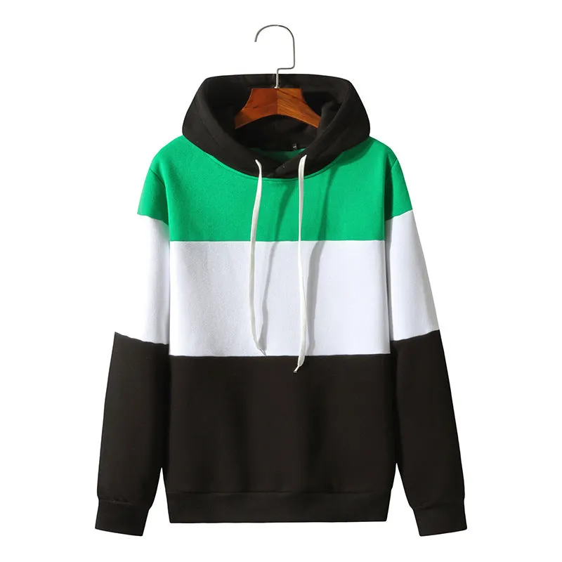 Men Color Block Sports Hooded Sweater Coat