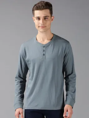 MEN'S GREY SOLID SLIM FIT T.SHIRT
