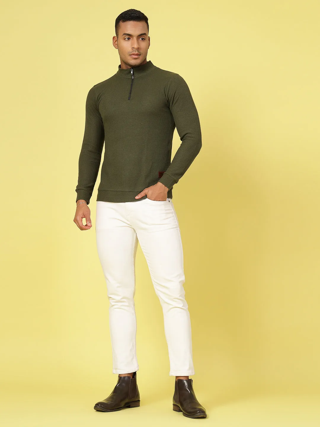 Men’s Zippered Cotton Henley T-shirt