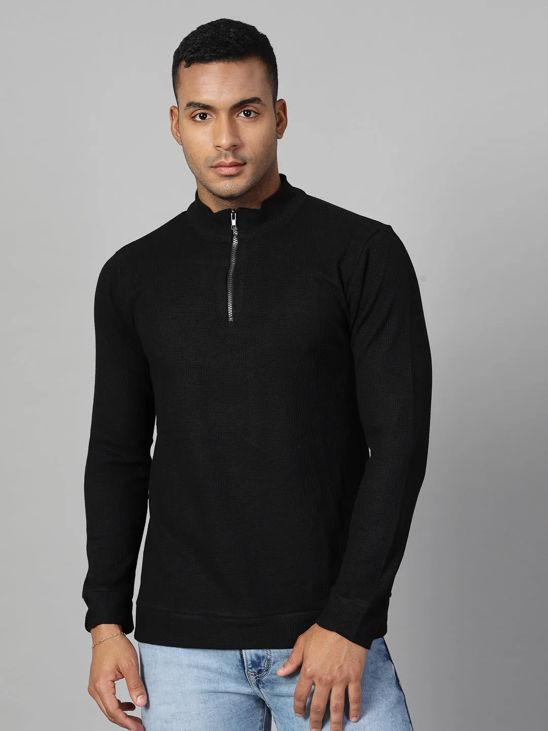 Men’s Zippered Cotton Henley T-shirt