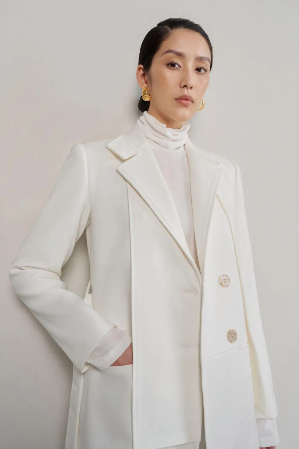 Nellie Straight Long Sleeved Cotton Coat