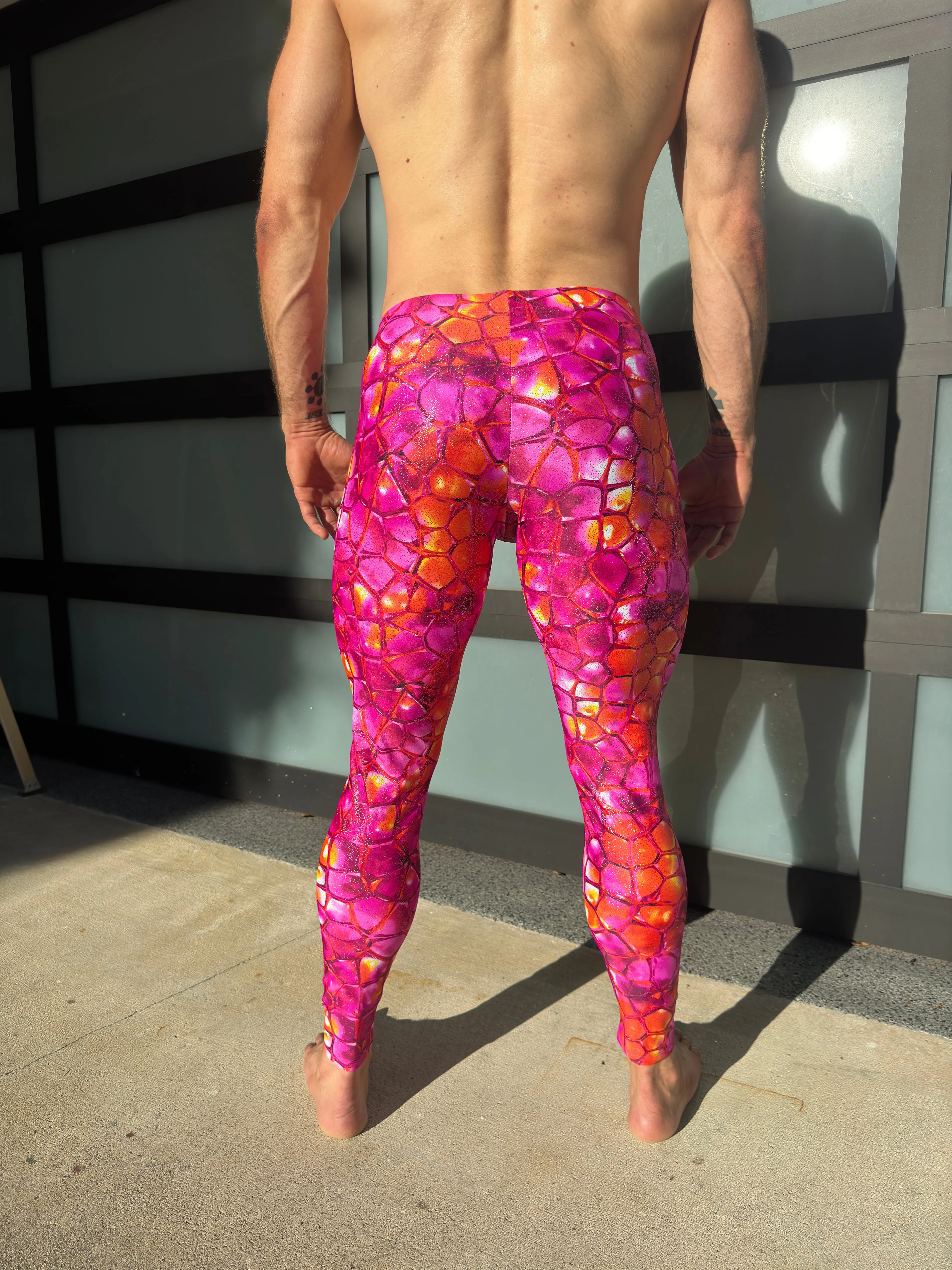 Nonsensical Pink Sample Sale - Geo Fractal / Turtle Shell / Sparkle Pants - Men's Leggings
